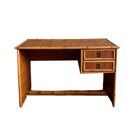 Rotan Bamboe Bureau Italiaans Design Vintage 1