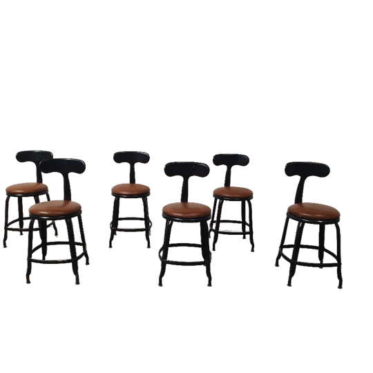 6x Chaise Nicolle Franse Industriële Metalen Design Stoelen 1