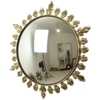 Vintage Metalen Zonnespiegel Convex Goud Deknudt Jaren 70 thumbnail 1