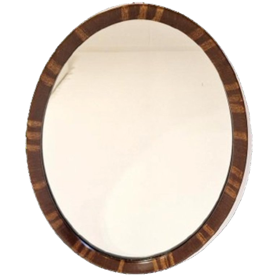 Vintage Ovale Spiegel Met Bruine Rand Jaren 70 1