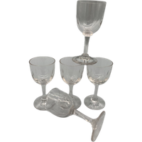 Set Geslepen Voetglaasjes Antiek 5 Stuks