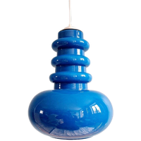 Grote Space Age-Hanglamp In Blauwe Opaline, Jaren 60-70