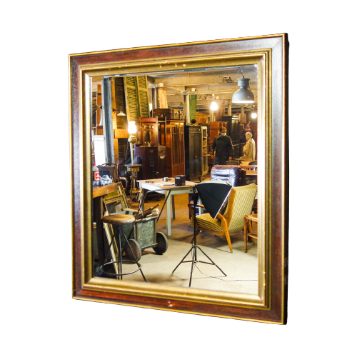 Vintage Spiegel Met Oude Sierlijst – Goud Bruin – Jaren 60