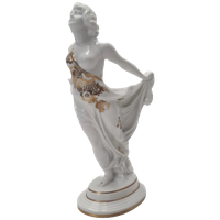 Porseleinen Art Deco Beeld De Windbruid Van Ferdinand Liebermann