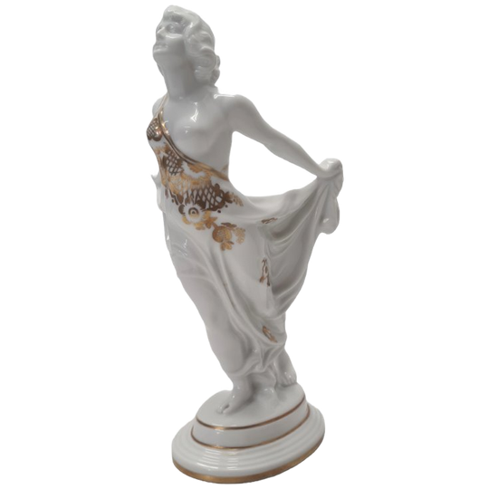 Porseleinen Art Deco Beeld De Windbruid Van Ferdinand Liebermann 1