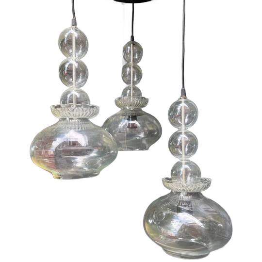 Vintage Plafoniere Met 3 Glazen Bollen - Retro Design 1