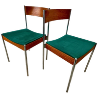 8x Midcentury Eetkamerstoel Casala Modell - Chroom, Hout
