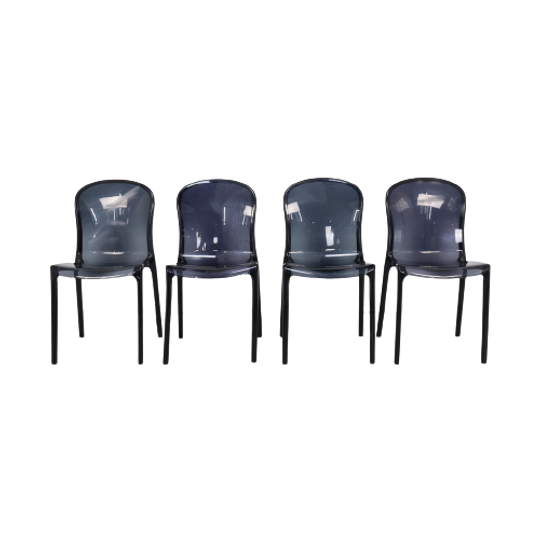 4x Dining Chair In Smoked Plexiglass, 2000s 1