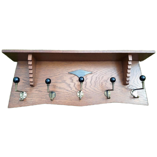 Vintage Eikenhouten Kapstok, Art Deco Style, Wandkapstok 1