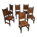 6 X Brutalist Solid Oak Chairs Mid Century thumbnail 1