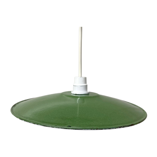 Brocante Frans Antieke Hanglamp Metaal Schotellampje 1