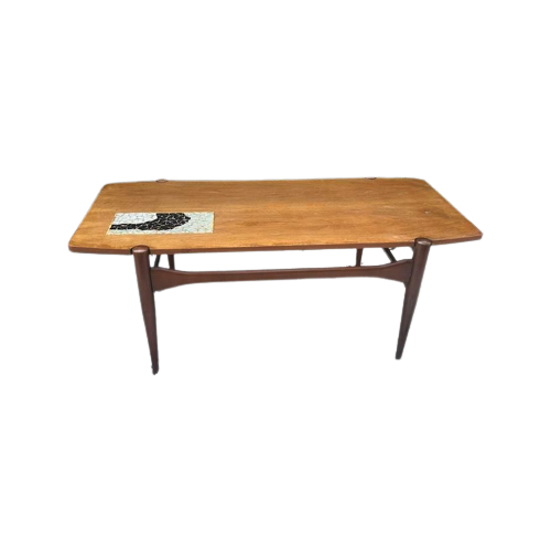 Vintage Teak Salontafel Met Omkeerbaar Blad 1960S