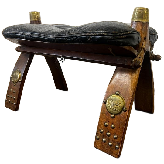 Vintage Houten Poef / Kamelenbankje / Voetbank 1