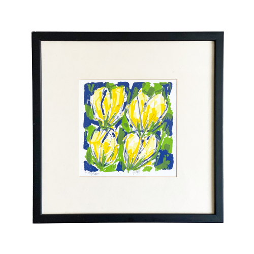 Vrolijke Zeefdruk "Gele Tulpen" Van Ad Van Hassel