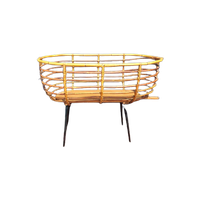 Retro Vintage Rotan Wieg, Baby Bedje, Jaren Vijftig