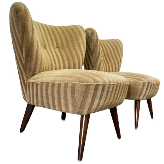 Set Van 2 Vintage Cocktailstoelen / Eenzitjes / Fauteuils 1