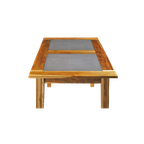 Massief Teakhouten Eettafel Met Leisteenlook Tegels thumbnail 1