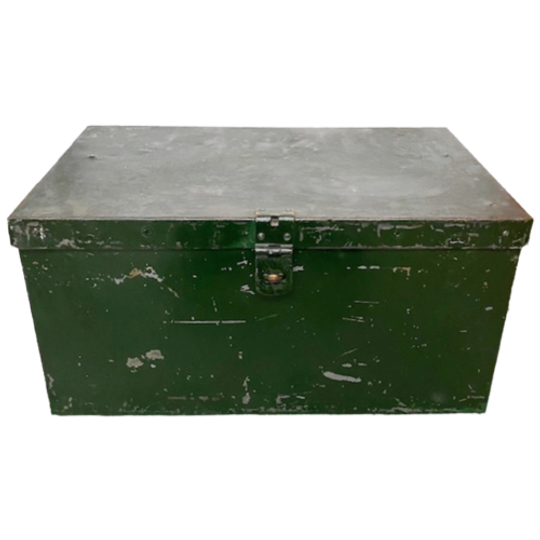 Vintage Metalen Legerkist Staal Groen Antiek 1