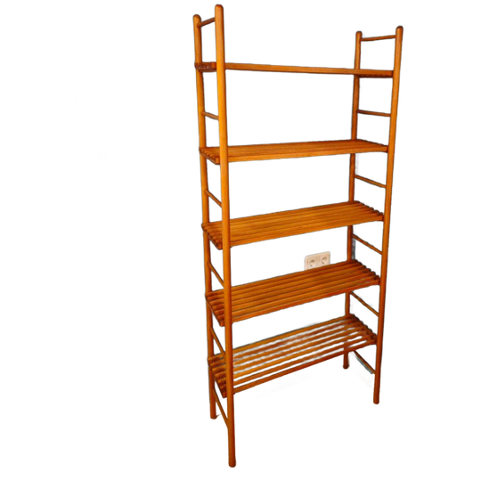 Vintage Lutjens Stokkenkast Wandkast Wandrek Boekenkast 1