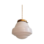 Art Deco Hanglamp In Witte Opaline, Jaren 1920-30 thumbnail 1