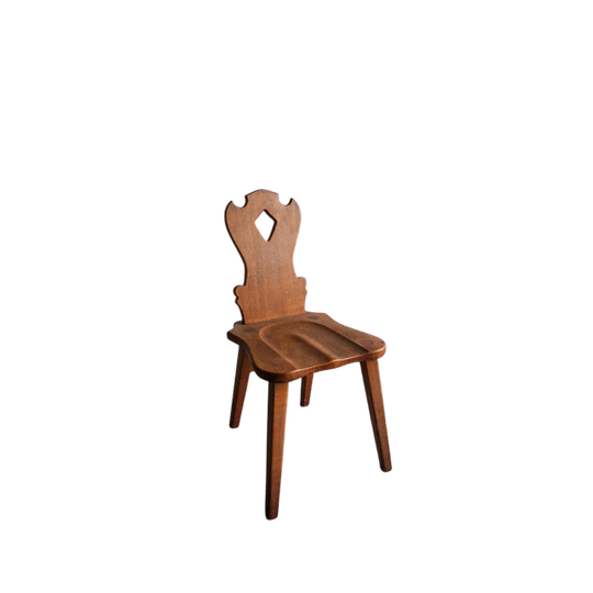 Four Brutalist Oak Wooden Chairs 1