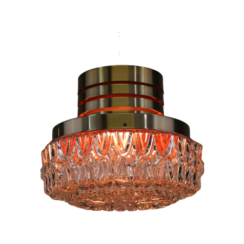 Carl Thore Lamp | Glas | 1972 | Oranje Accent | Vintage Hanglamp | Scandinavisch Design | Halverw