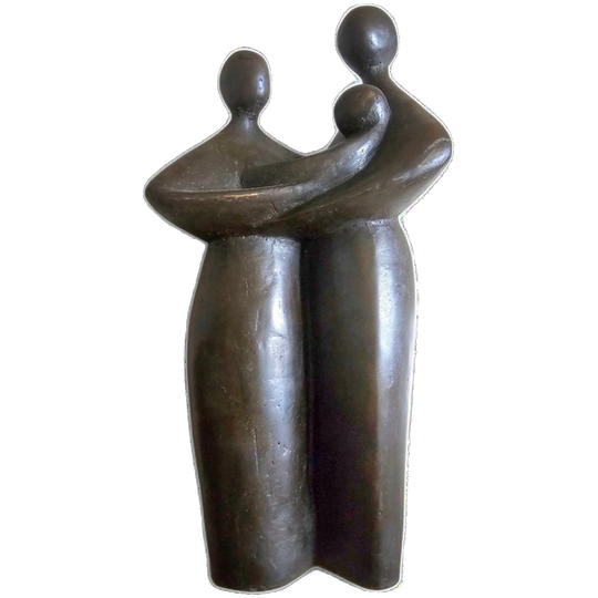 Solid Bronze Figures / Family With Child 1960s 1