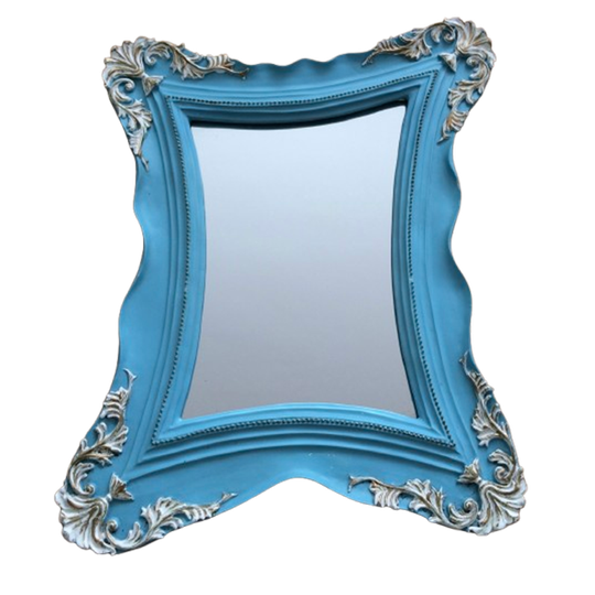 Prachtige Art Deco Spiegel Turquoise Blauw Lijst 38x27 1