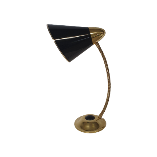 Mid-century Brass Big Button Table Lamp 1