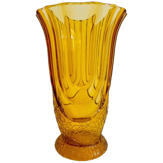 Scailmont Art Deco Luxor Vaas Geel Persglas 1930’s 1