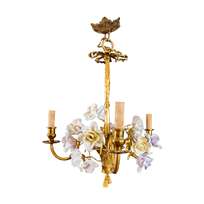 Italian Art Deco Chandelier With Flowers