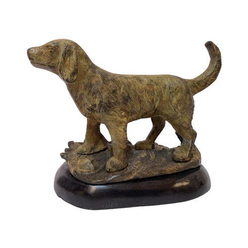 Bronzen Beeld : Jachthond Op Stenen Voet - Reliving