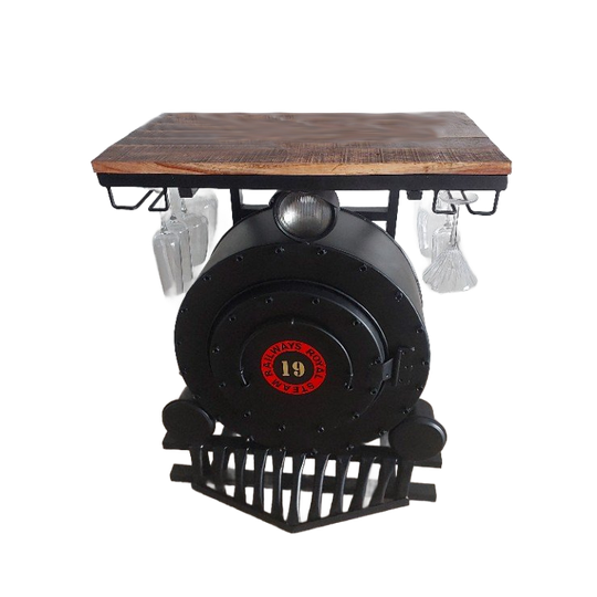 Steam Engine Drinks Cart With Wine Rack 1