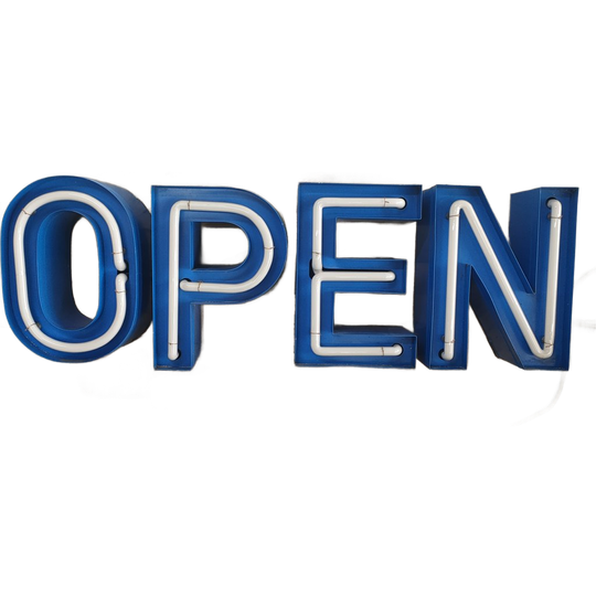 Metalen Vintage Neon Letters/ Sign "open" Met Transformator 1