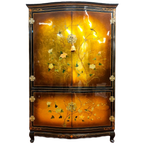 Vintage Chinese Kast Vogels, Bloemen Bladgoud Bohemian Kast / Oosterse Kast / Chinese Cabinet thumbnail 1