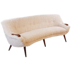 Vintage Bank Teak Hout Teddy Stof Nieuw | Uniek Organisch thumbnail 1