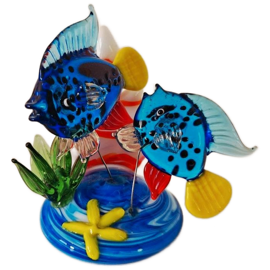 Vintage Beeldje Vissen Glaskunst Glassart 1