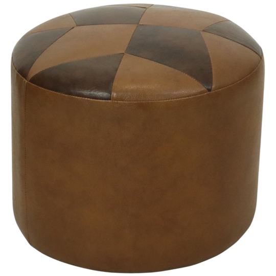 Ronde Vintage Poef Bruin Stermotief Skai Sixties 1