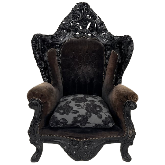 Rococo Barok Troonstoel Zwart 1