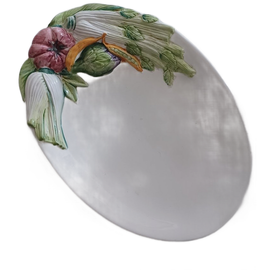Mid-century Italiaanse Serveerschaal. Barbotine Handgeschilderd En Gemerkt. 1