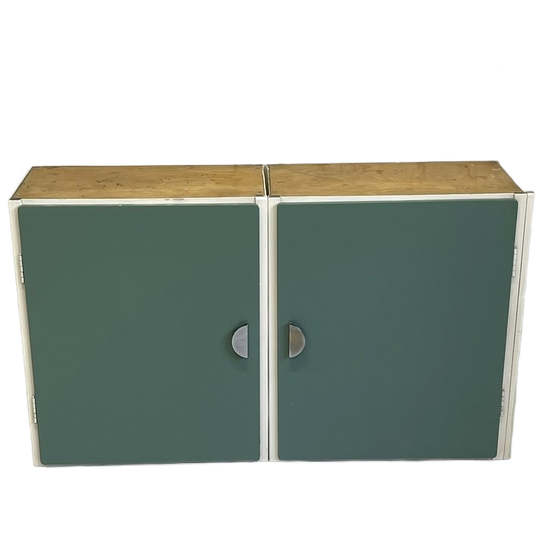 Set 2 Jaren 50/60 Keukenkastje Creme/groen 1