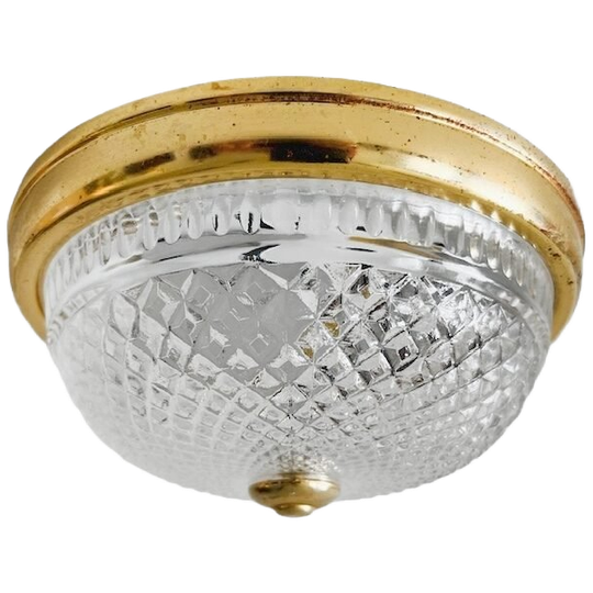 Vintage Massive Kleine Glazen Plafonnière Goud Hollywood Regency 1
