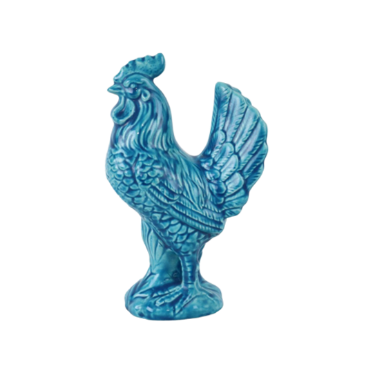 Vintage Chinees Geglazuurd Keramiek Turquoise Haan Kip Beeld Sculptuur 1