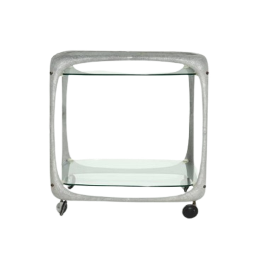 Italian Cast Aluminium Cube Bar Trolley By Lorenzo Burchiellaro 1970s 1