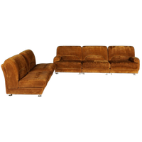 Midcentury Modulaire Bank – Bruine Ribstof – Jaren 70