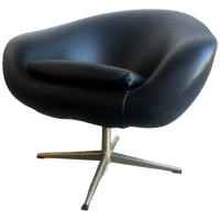 Vintage Zwarte Fauteuil / Eenzit Met Stervoet Jansson