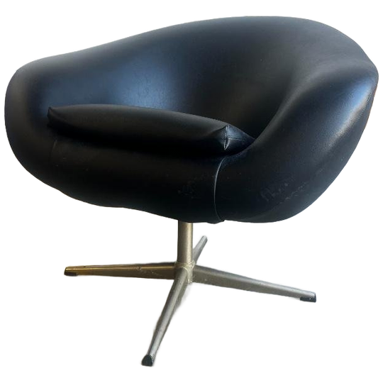 Vintage Zwarte Fauteuil / Eenzit Met Stervoet Jansson 1