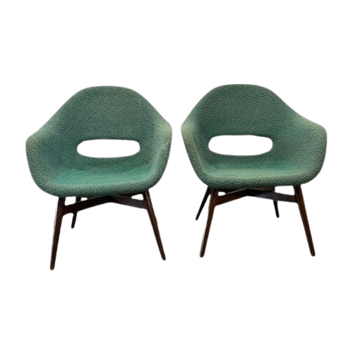 Set Of 2 Green Shell Chairs By Miroslav Navratil