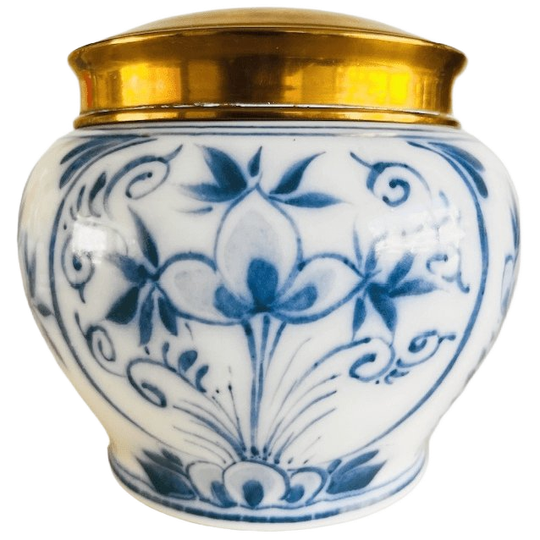 Vintage Delftsblauwe Dekselpot Messing Zenith Gouda 1940’s 1