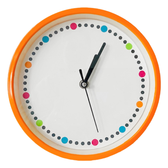 Vintage Wandklok Klok Oranje Jaren 80 1